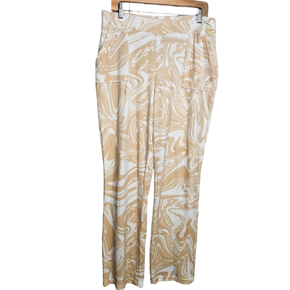 Juicy Couture Pants - Juicy by Juicy Couture Cream Peach Marbled Print Velour Straight Leg Pants Large
